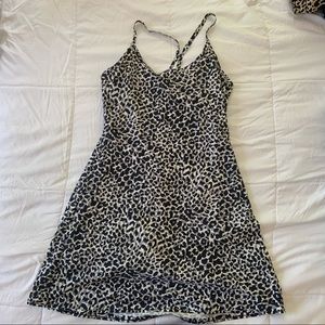 Outdoor Voices exercise dress in snow leopard
